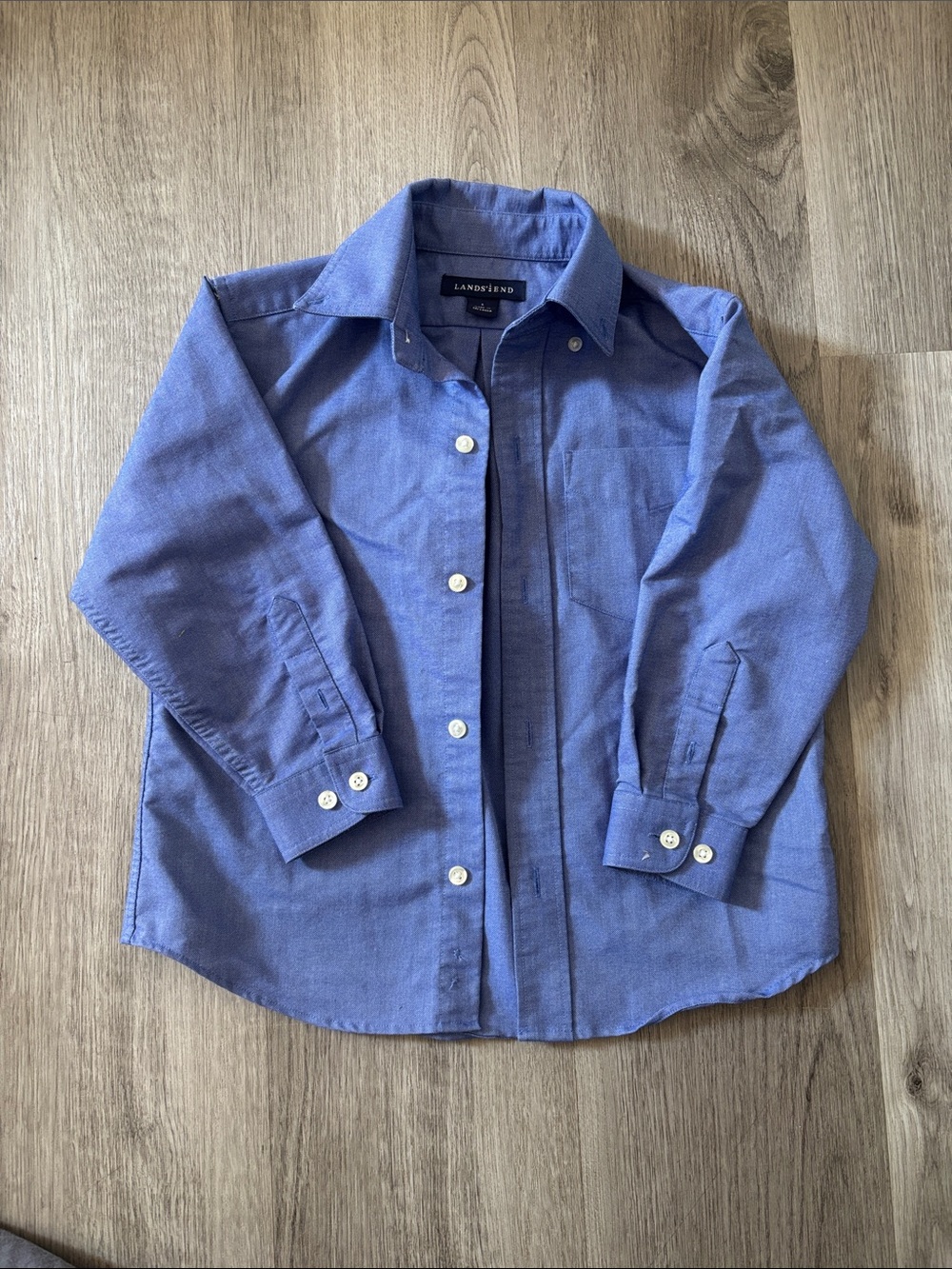 Lands' End Boys' Button-Down Shirt in Denim Blue